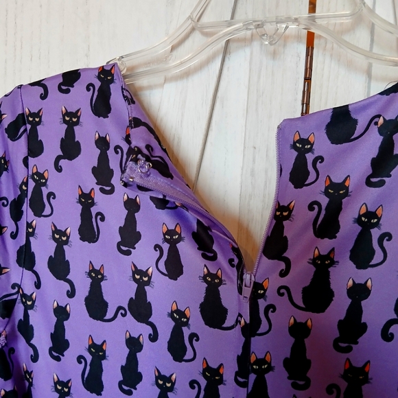 Dolly and Dotty Cat Purple & Black 3/4 Sleeve Billie Dress w/ Pockets - 4 - Picture 7 of 12